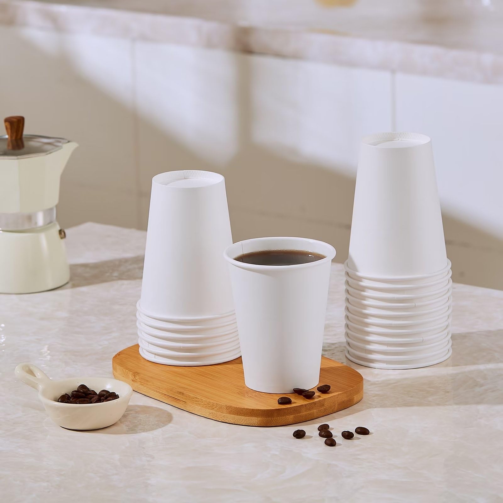 JOLLY PARTY 300 Pack 12 oz Disposable Paper Coffee Cup, 12 Ounces, 12oz