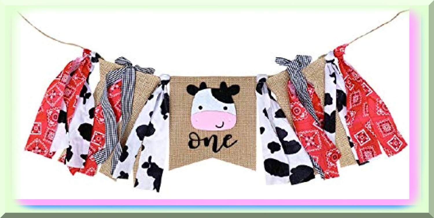 First Birthday Farmyard Animal High Chair Banner