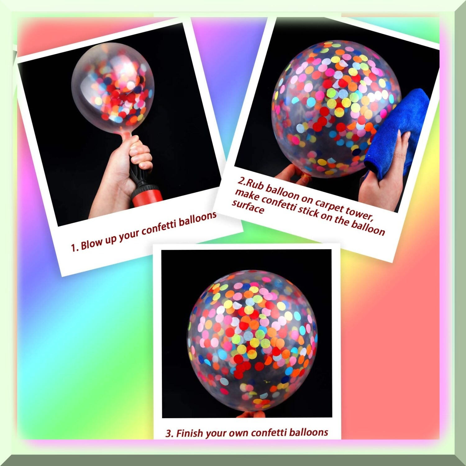 50 Multicolor Confetti Balloons 12 Inch for Parties