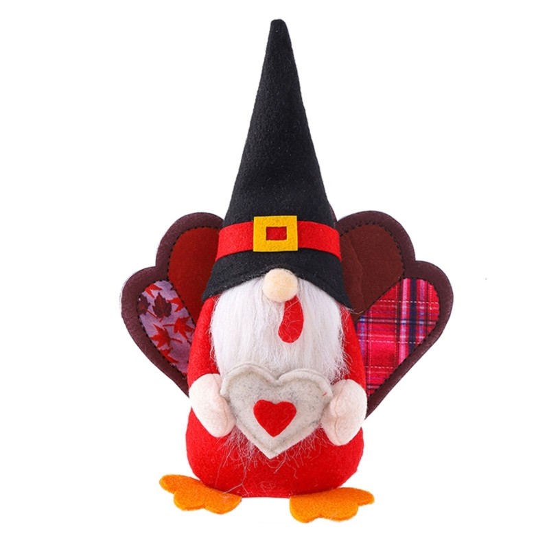 Soft Plush Turkey Figure Stuffed Toy Dwarf Desk Decoration For Mantels Bookshelf