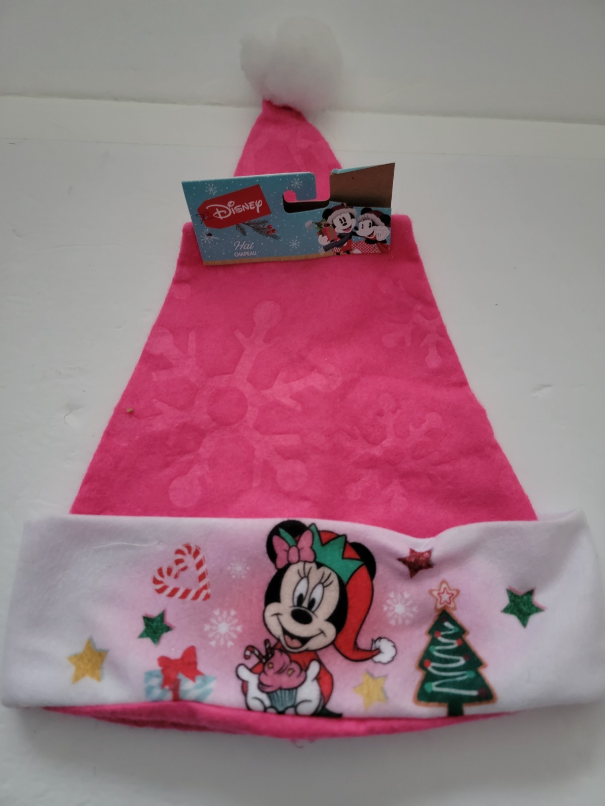 Minnie Mouse Christmas Santa Hat 12″ High Pink Felt With Pom Pom New