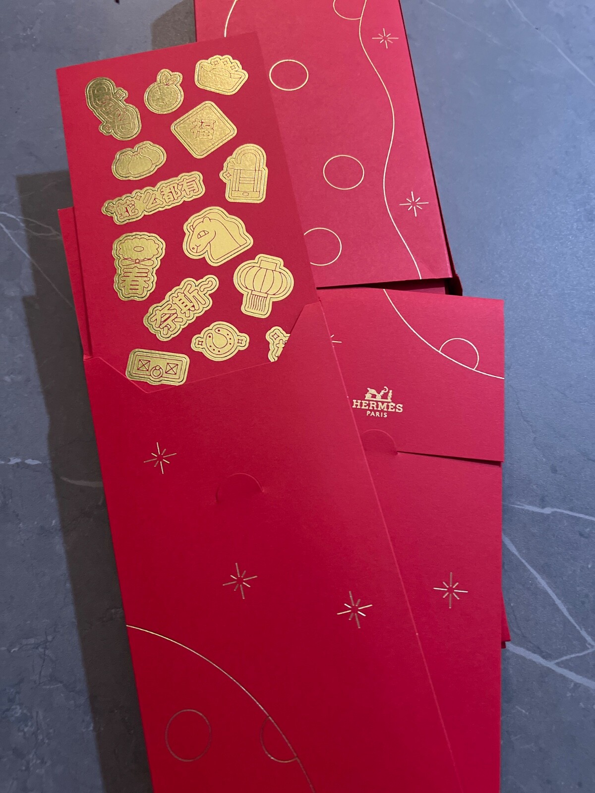 100% Auth Hermes Paris Rabbit Chinese New Year 2024 Red Envelopes 10 pc New