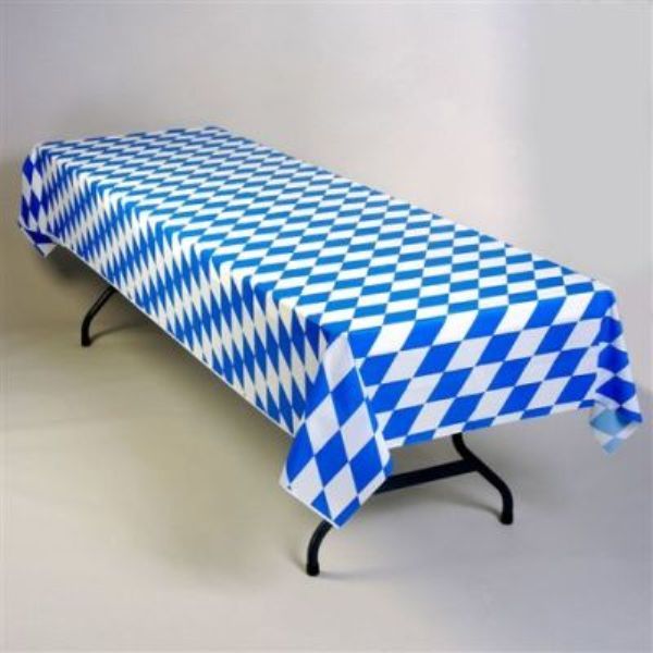 4 ROLLS OKTOBERFEST BLUE DIAMOND PLASTIC 100 Ft BANQUET TABLE COVER ROLLS