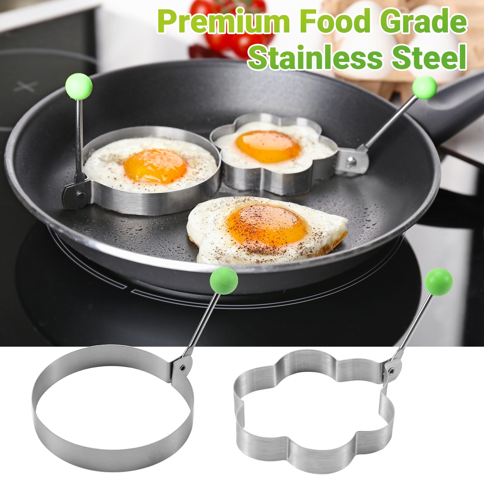 Fried Egg Molds, Pancake Mold Maker with Handle for Kids, Mold Non Stick4621