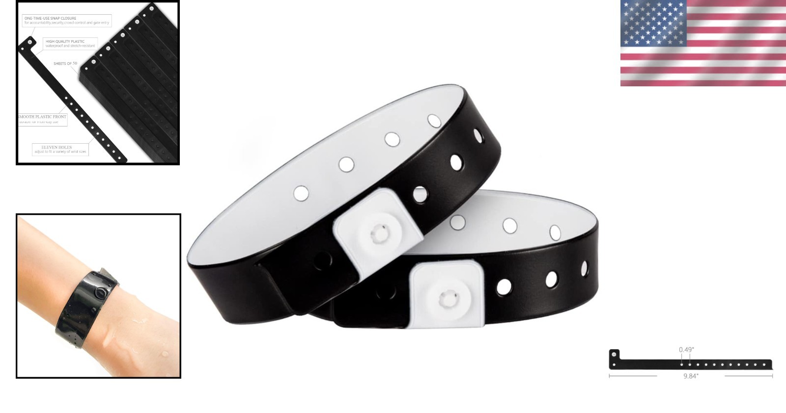 Black Plastic Wristbands 500 Pack – Waterproof Event IDs