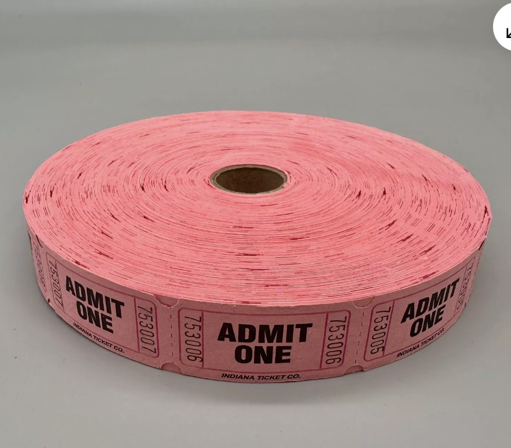 Admit One Tickets 1 Roll of 2000 Carnival Fun Fair Festival party Raffle bingo
