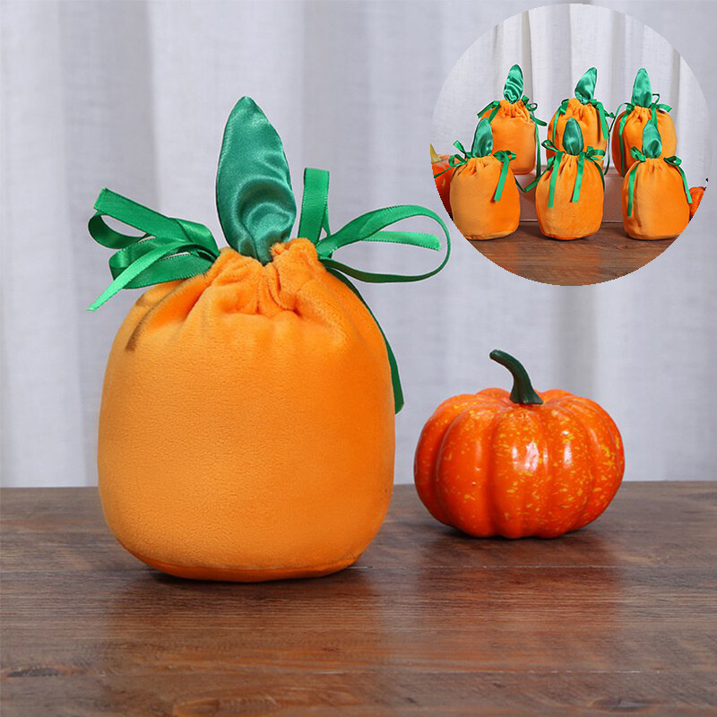 Candy Bag Halloween Pumpkin Decoration For Kids Trick or Treat String Bag