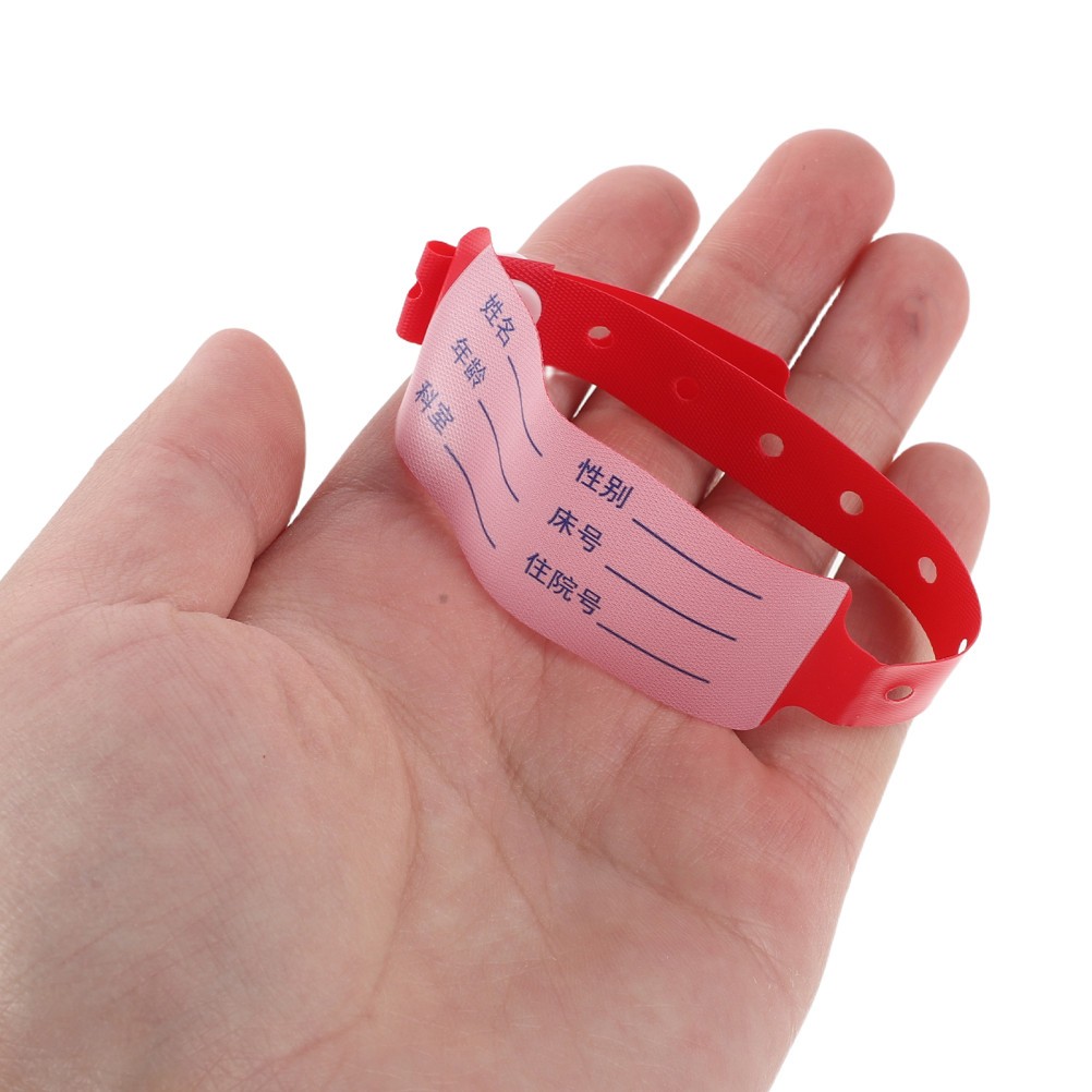 100Pcs Red Event Wristbands Plastic Hospital Patient Identification Bands