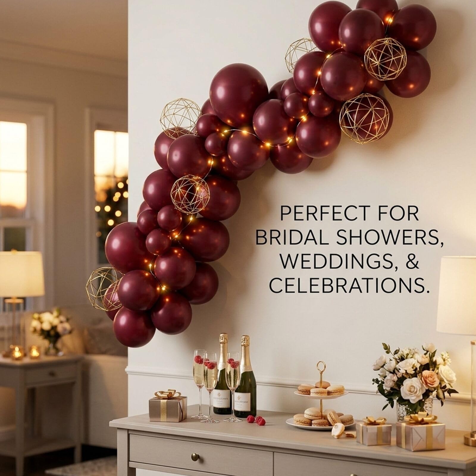 Burgundy Balloons, 114pcs Different Sizes Matte Maroon Balloon Arch Kit, 18/1…