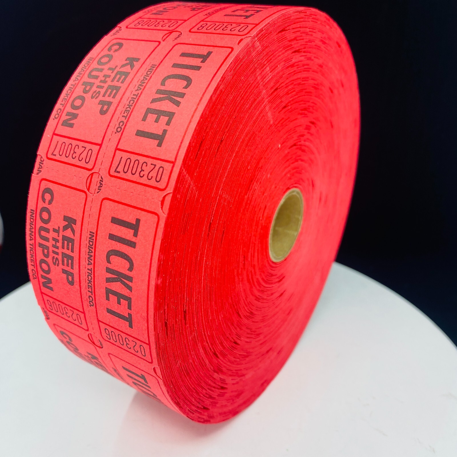 INDIANA TICKET CO. 2,000 RED Raffle Tickets Double Roll, 50/50 Raffle Ticket