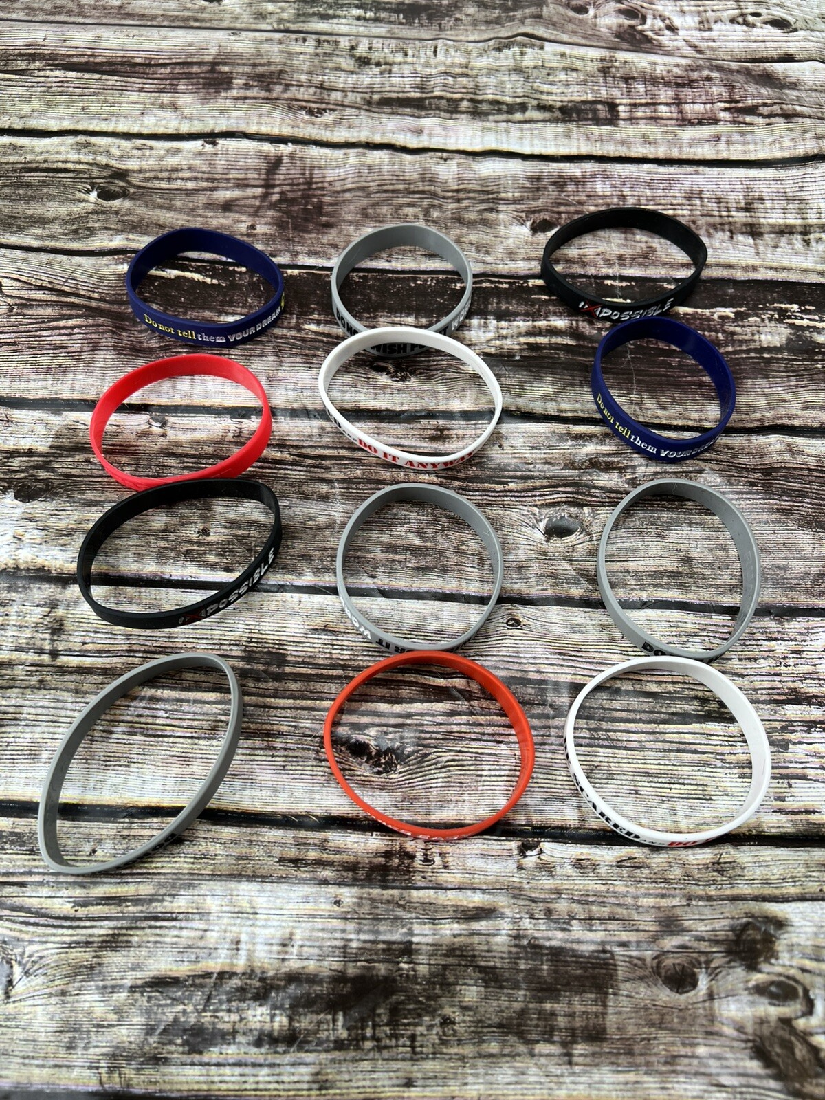12 Pack Motivational Wristbands for Men, Women & Teens, 12X8” Silicone Bracelets