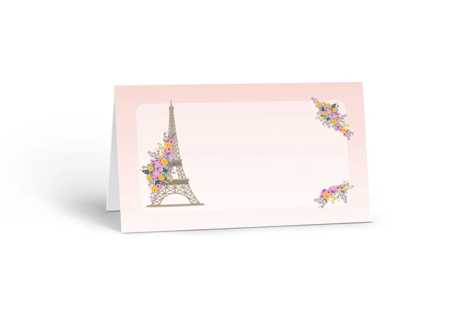 Eiffel Tower Birthday Place Cards – Floral Table Seating, Set of 25