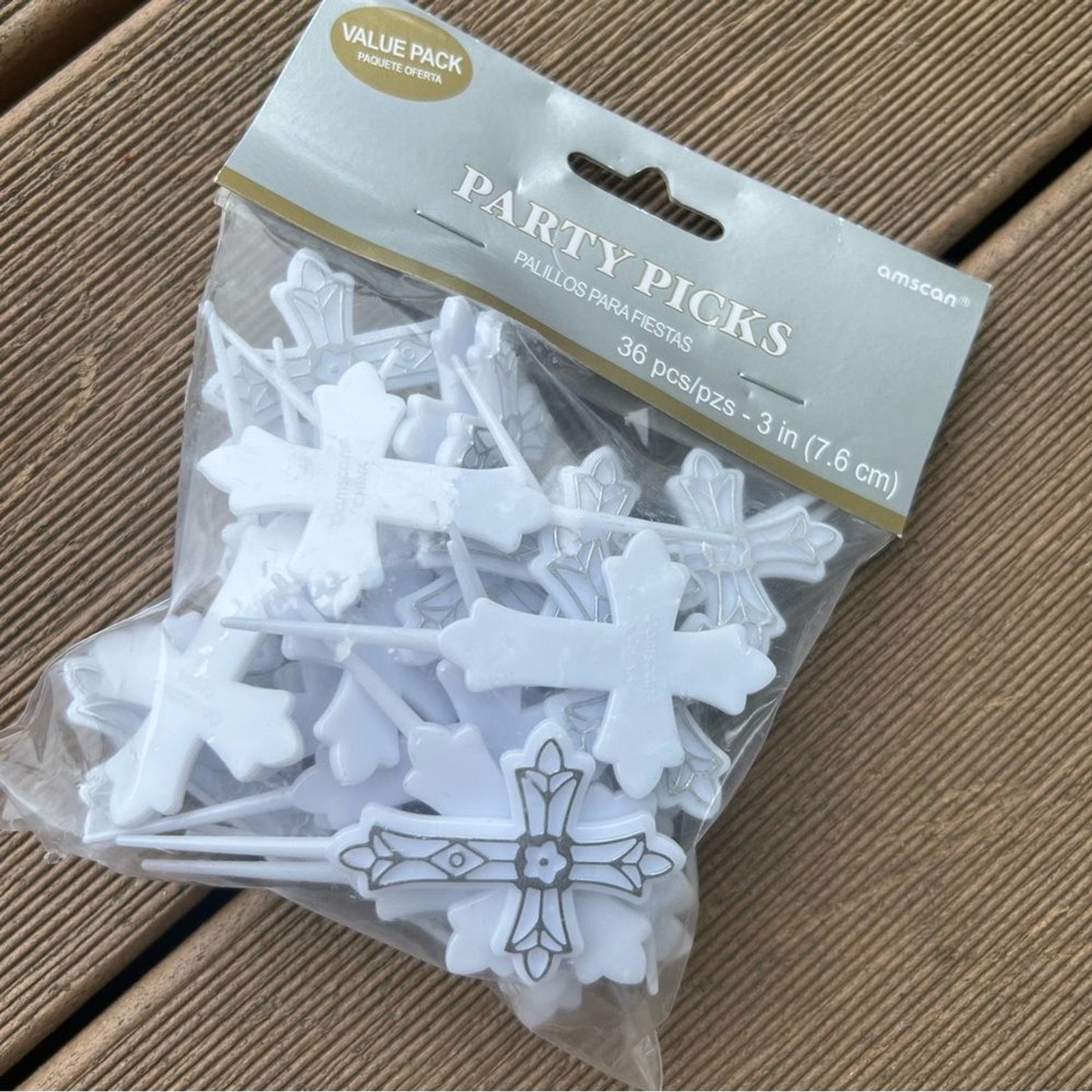 White Cross Food Picks for Baptism, Communion, Confirmation, Weddings NEW