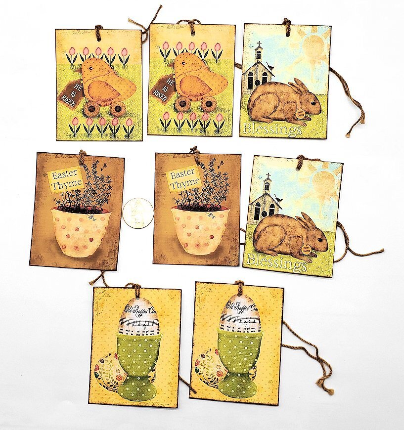9-Easter-Primitive-Farmhouse-Mixed-Prim-Linen Cardstock-Gift-Hang-Tags