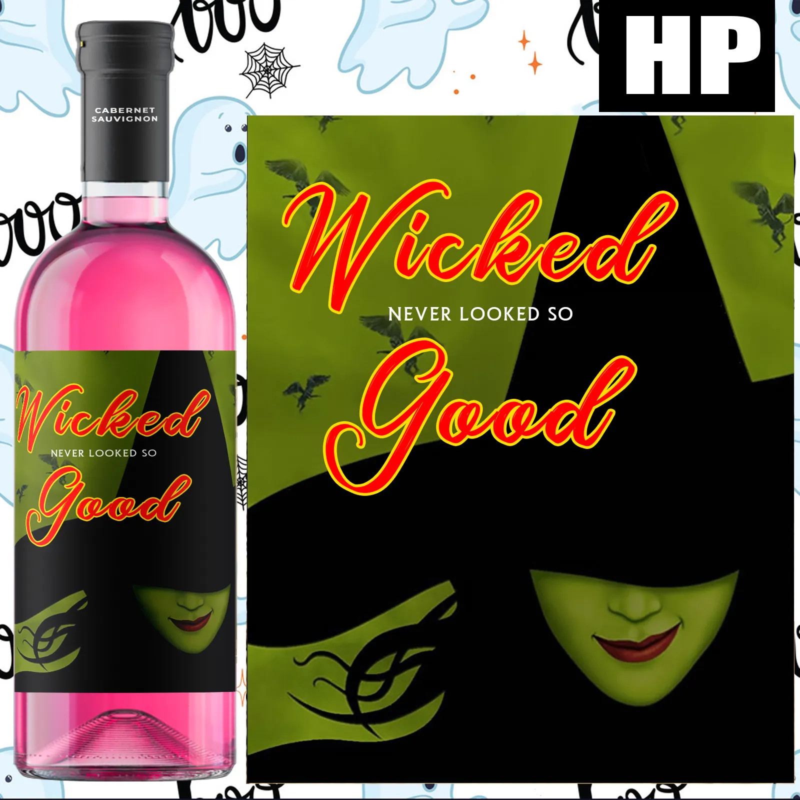 Halloween Wicked Never Looked So Good Wine Bottle Label Sticker Witch Gift Decor