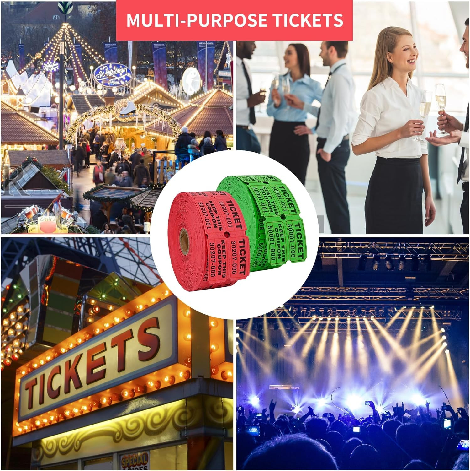 4000Pcs (2000 Pairs) Raffle Tickets Double Roll, 50/50 Stub Tickets with Cons…