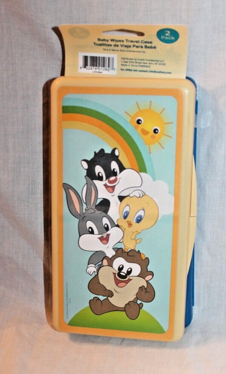 NEW 2- PACKAGE LOONEY TUNES BABY WIPES TRAVEL BLUE CASE