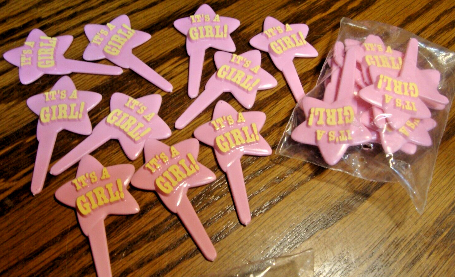 Lot (20) Pink “It’s a Girl” Baby Cupcake/ Cake Topper Picks Decor Shower USA 862
