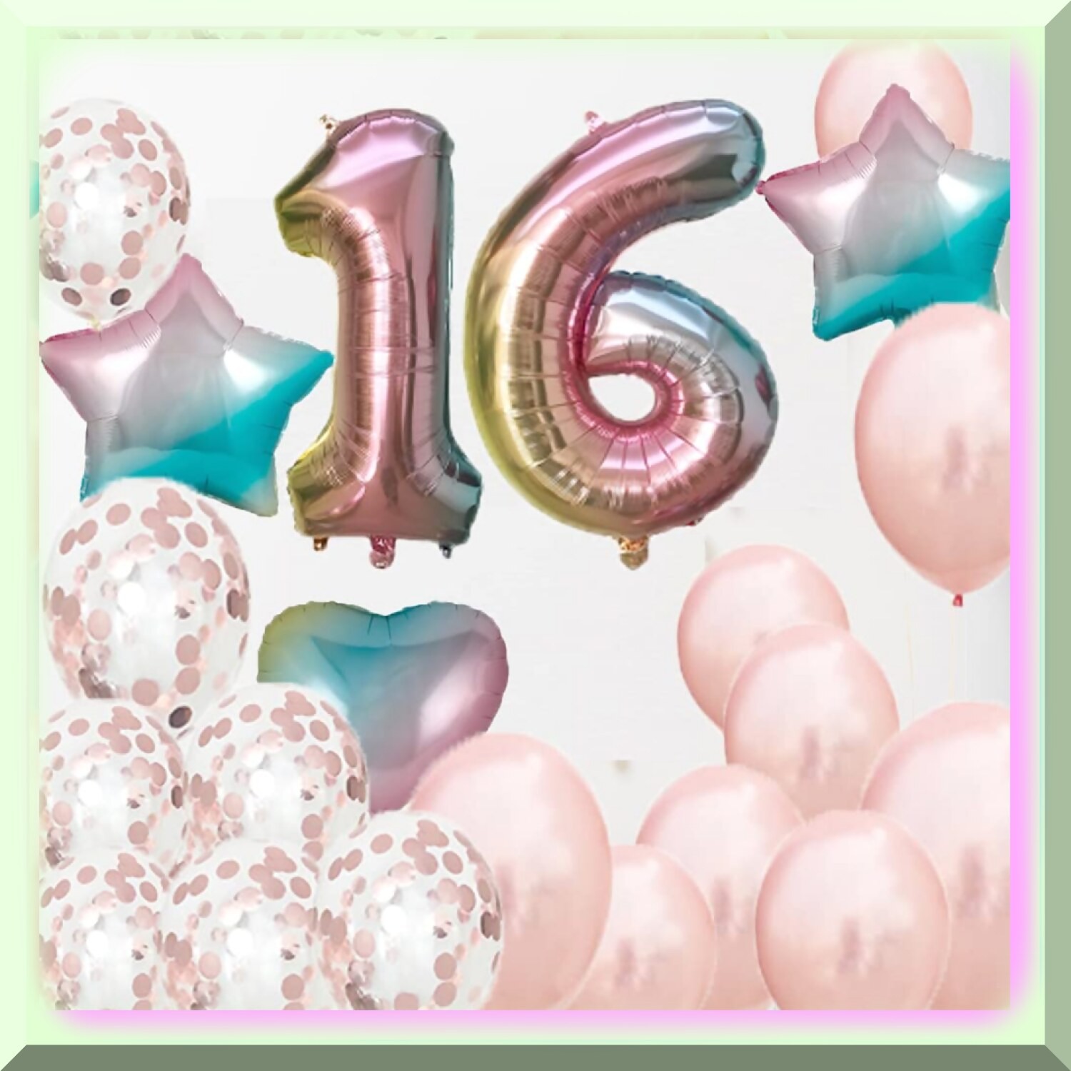Rainbow Number 16 Balloons for Parties