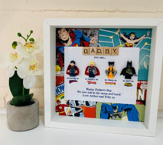 Christmas / Birthday Photo Frame Superhero Personalised Daddy/ Dad any name
