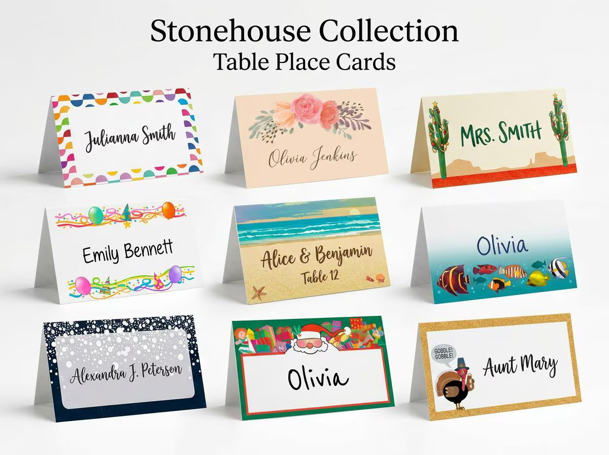 Colorful Happy Birthday Place Cards – 25 Place Cards