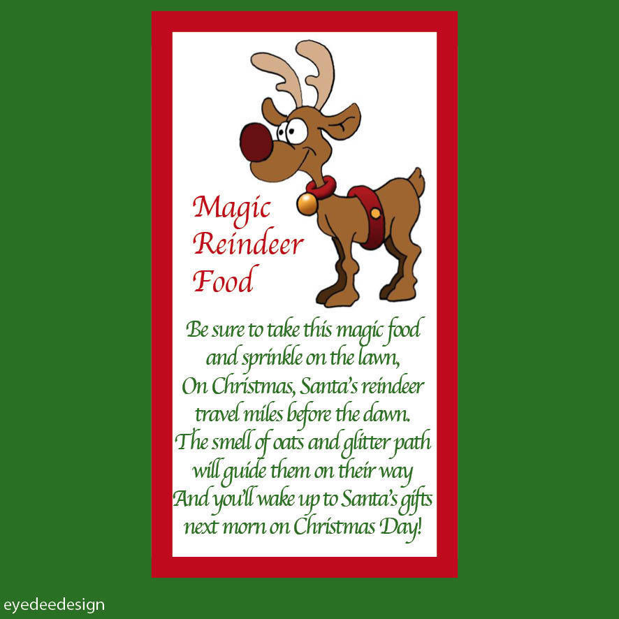 48 x Christmas Reindeer Poem Magical Food Sticker Business Xmas Label Fun 711