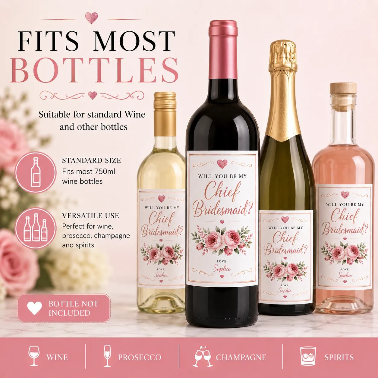 Personalised Chief Bridesmaid Proposal Bottle Label Sticker