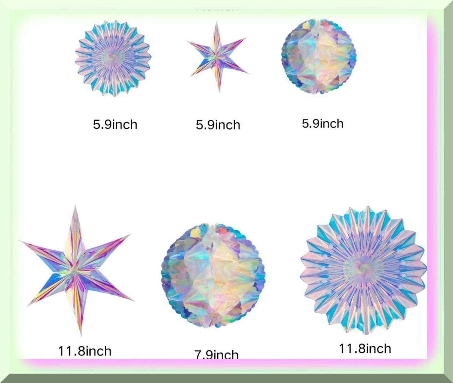Iridescent Celebration Decorations with Honeycomb Balls and Paper Fans