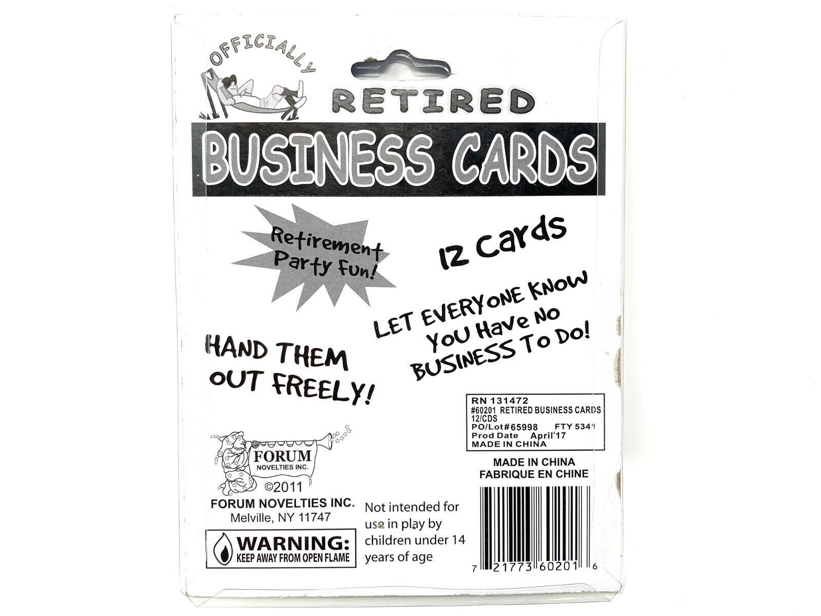 12pk Retirement Retired Business Cards – Over The Hill – Funny GaG Joke Gift