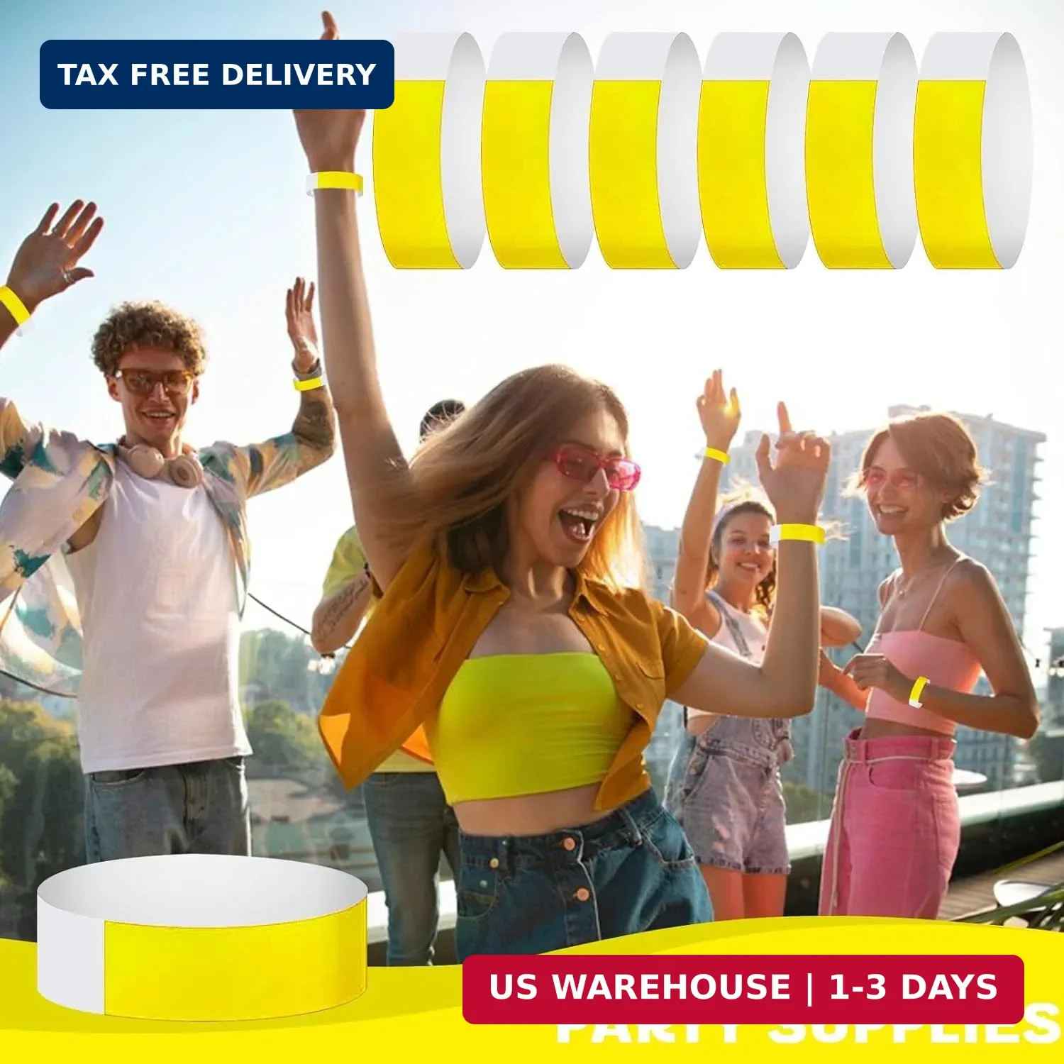 800PCS Yellow Wristbands for Events Wrist Bands Colored Paper Bracelets Wristban