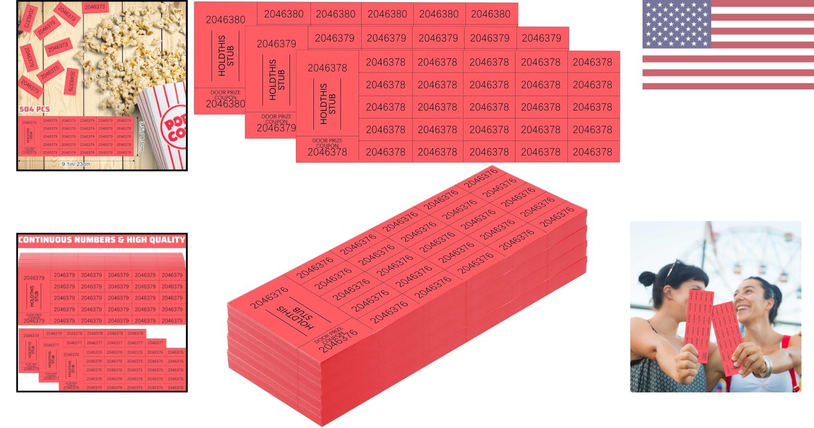 Durable 504 Sheet Red Raffle Ticket Set – 25 Bids for Auctions & Church Events