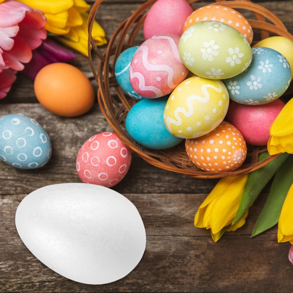3Pcs Reusable Polystyrene Foam Eggs for Easter DIY Crafts Kids Painting Fun