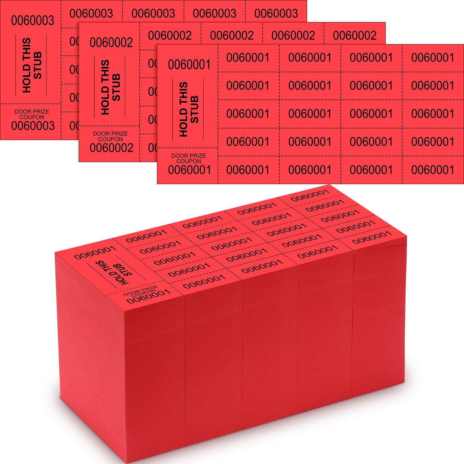 1000 PCS 20 Bid Raffle Ticket Numbers Auction Tickets Events Church Red