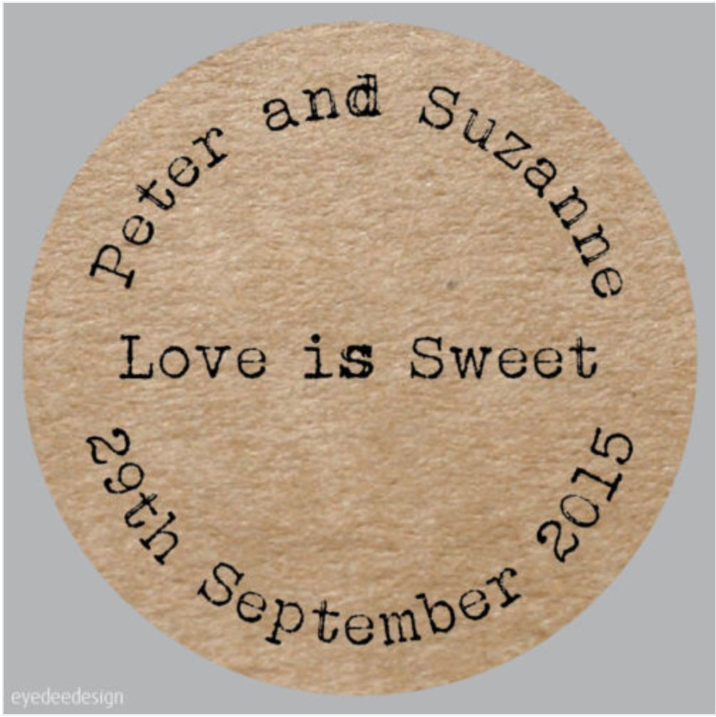 Personalised Wedding Shabby Brown Kraft Effect Favours Party Stickers 257