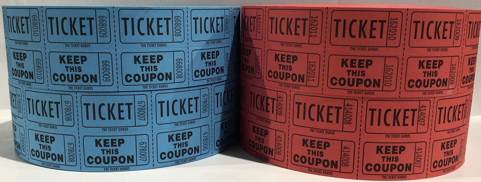 8000 Total 50/50 Raffle Tickets 4 Rolls Of 2000 Double Tickets Red Blue Set