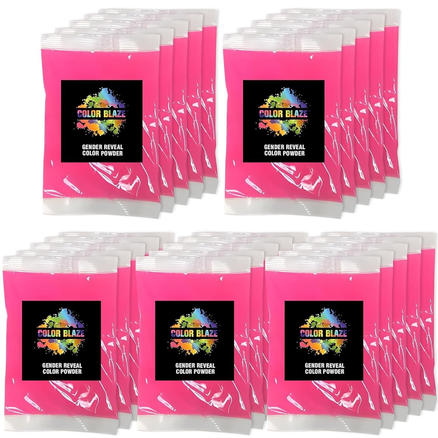 Color Blaze Color Powder Packets – 75 g Each – 25 Packs Pink Baby Gender Reveal