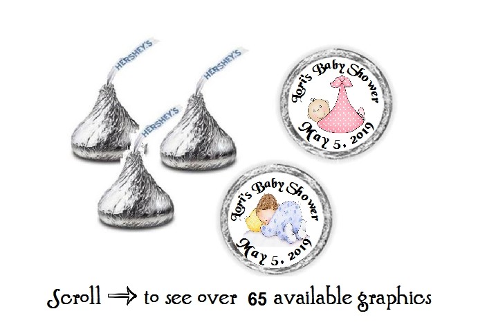 108 Personalized Baby Shower Hershey Kiss Candy Labels Wrappers Favors