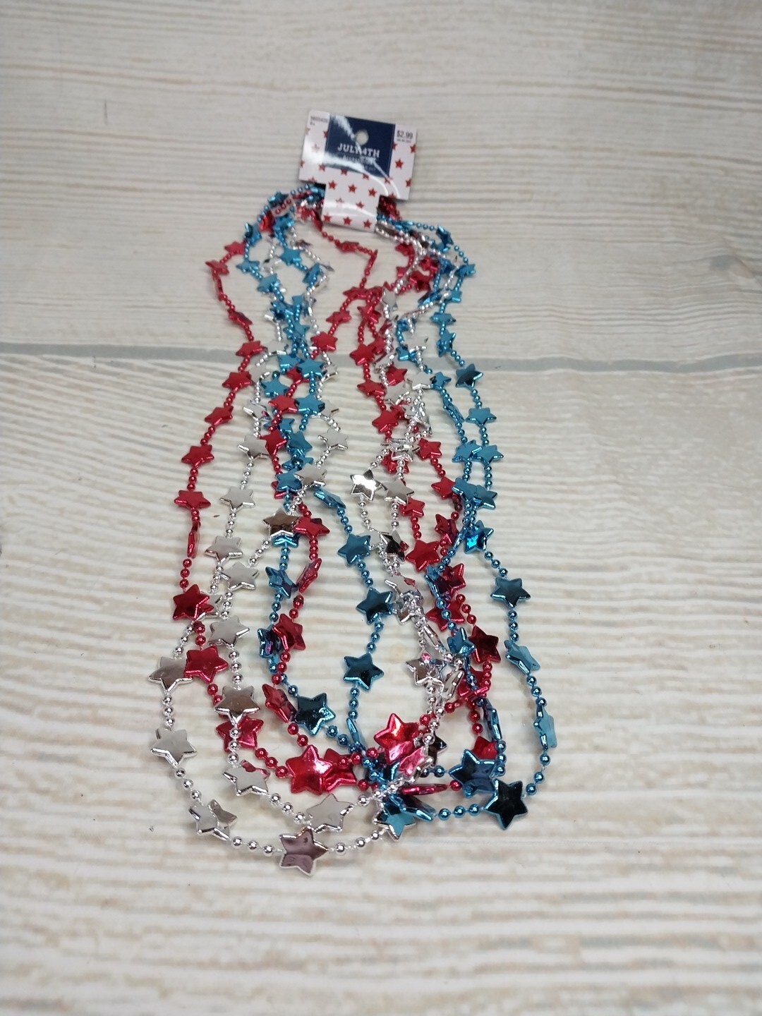 ~New! 6 Metallic Stars Beads Necklace Motorcycle Bike Rally Throw Bead Party USA