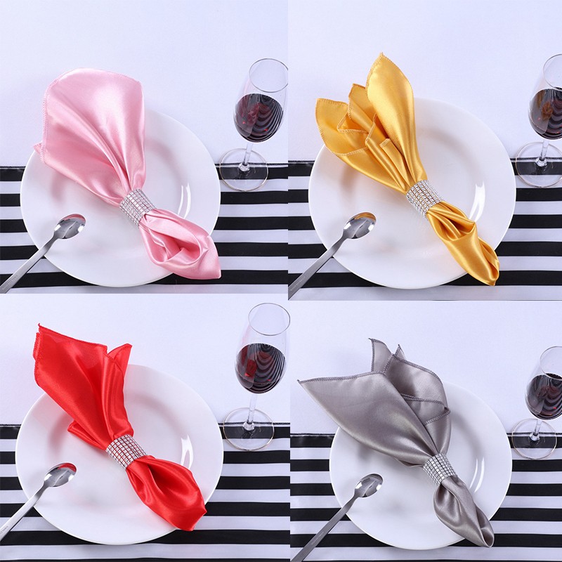 Satin Napkins Plain Fabric 10pcs for Wedding Table Cloth Decoration Dinner