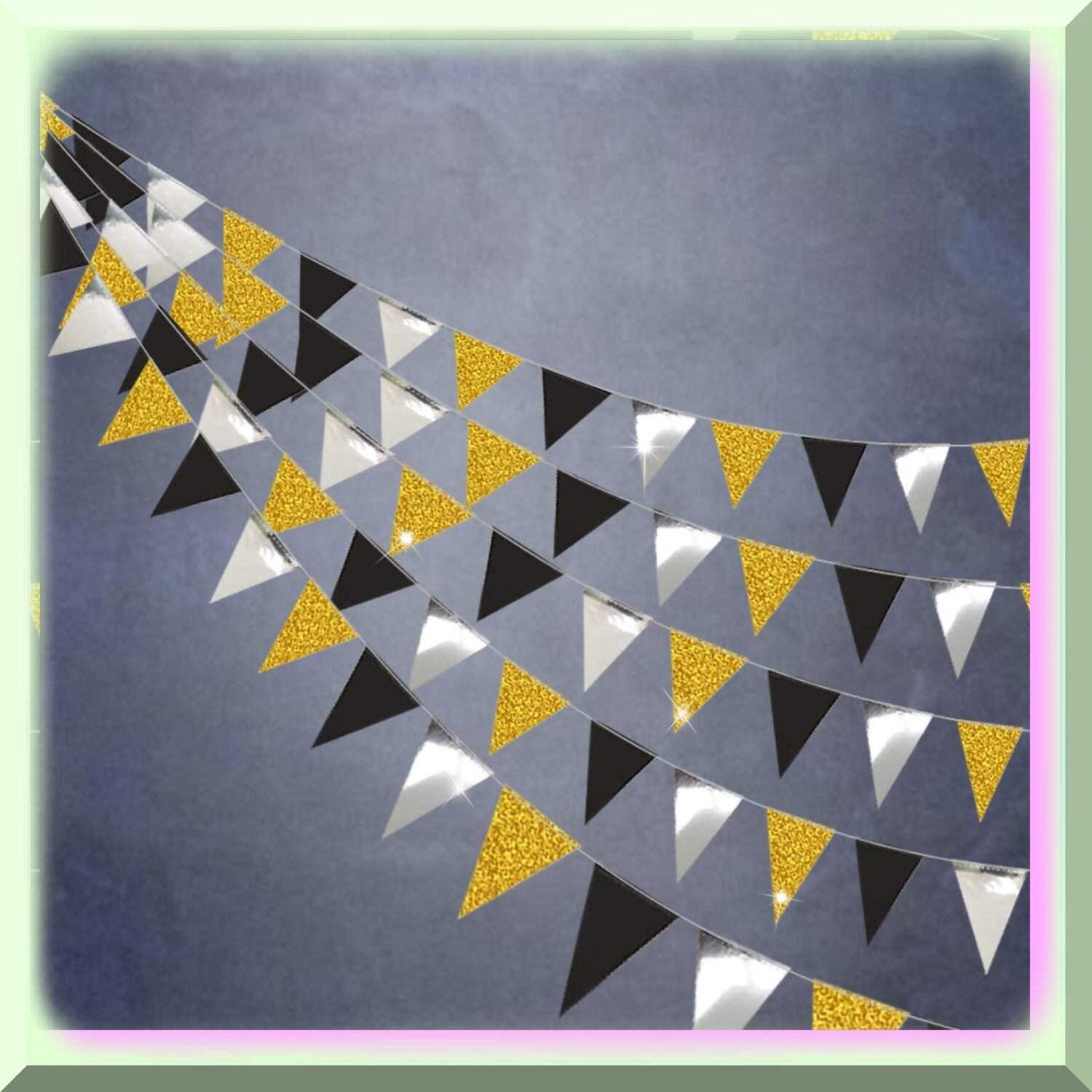 Shimmering Triangle Banner Set for Celebrations