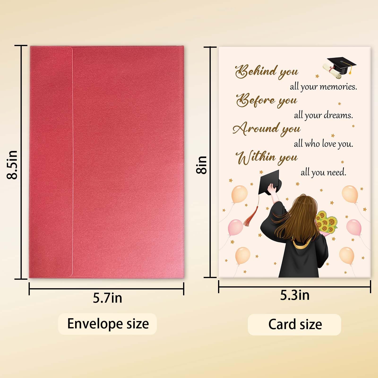 hvdler Inspirational Graduation Card for 8 inches x 5.3 inches, Behind You