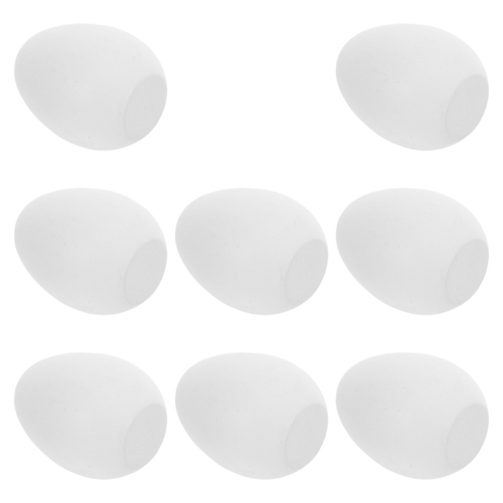 8Pcs Sturdy White Wooden Easter Eggs for Crafting DIY Faux Decorations Set