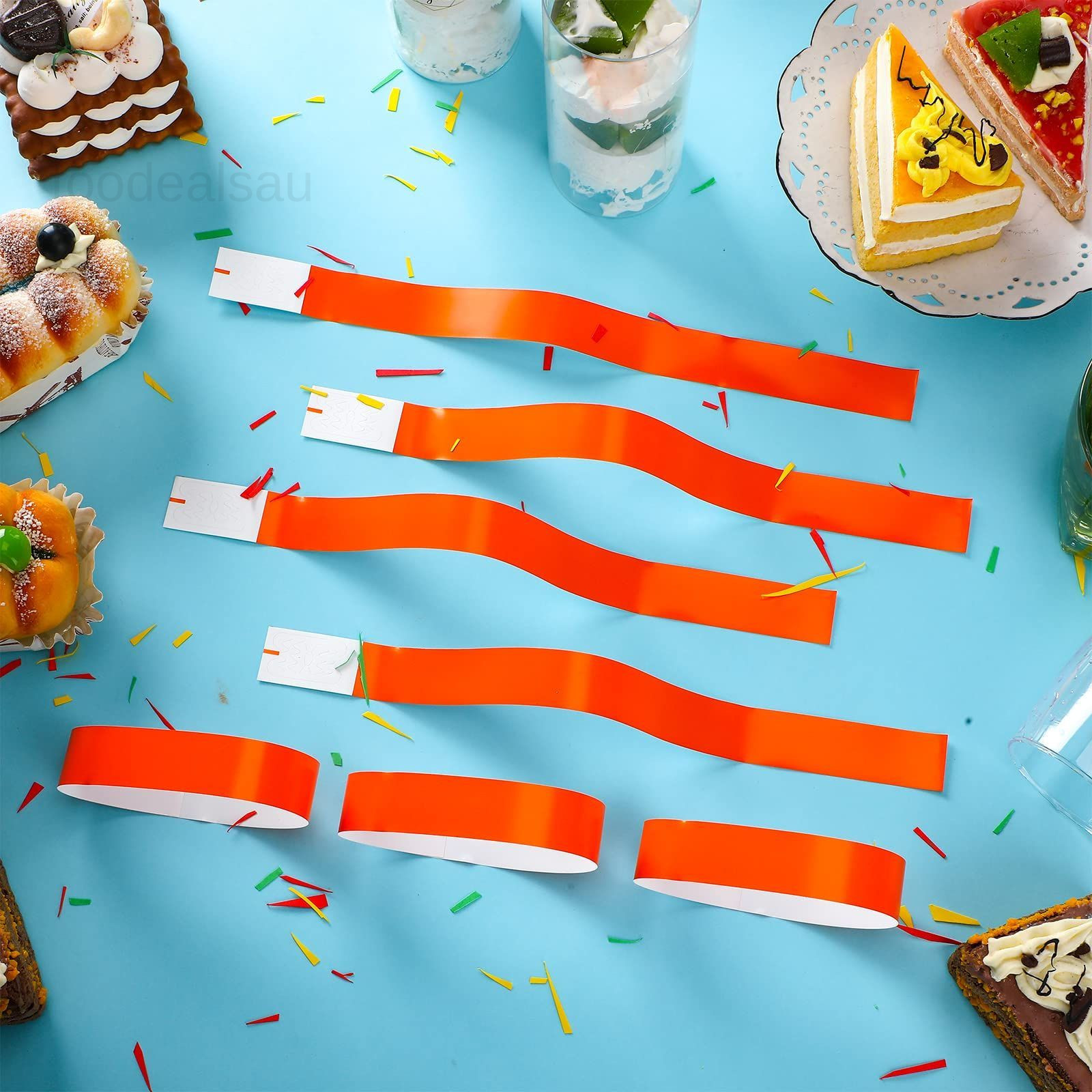 600 Packs Paper Wristbands for Events Neon Party 10 x 0.79 inch, Orange