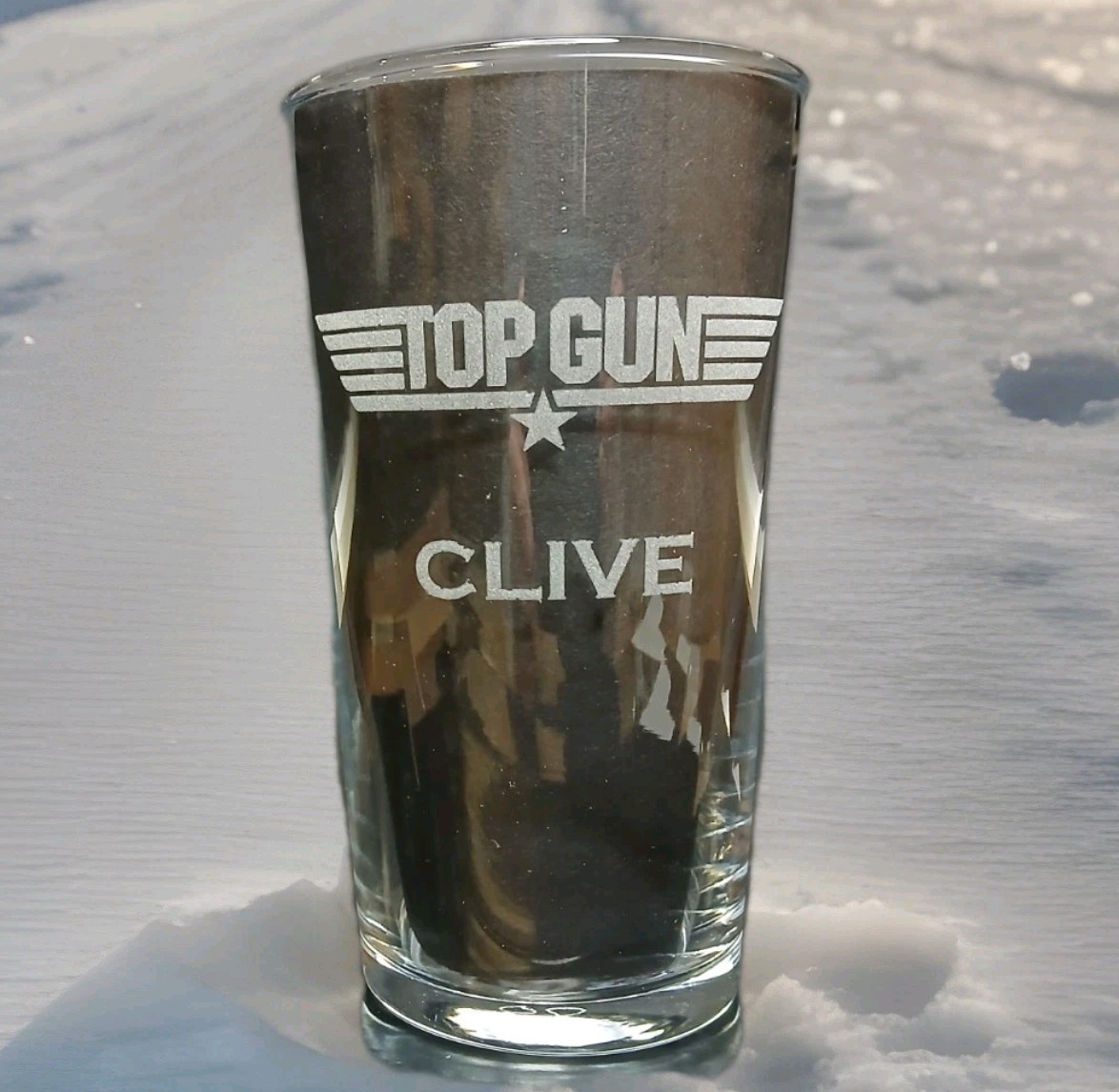 PERSONALISED ENGRAVED TOP GUN PINT GLASS DAD BIRTHDAY GIFT BOXED TOPGUN PINT