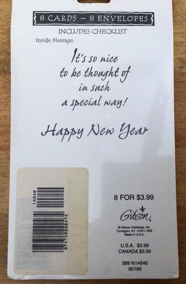 Set of 8 GIBSON Thank You Cards, Christmas Themed, Gold Foiled Bells, NIP