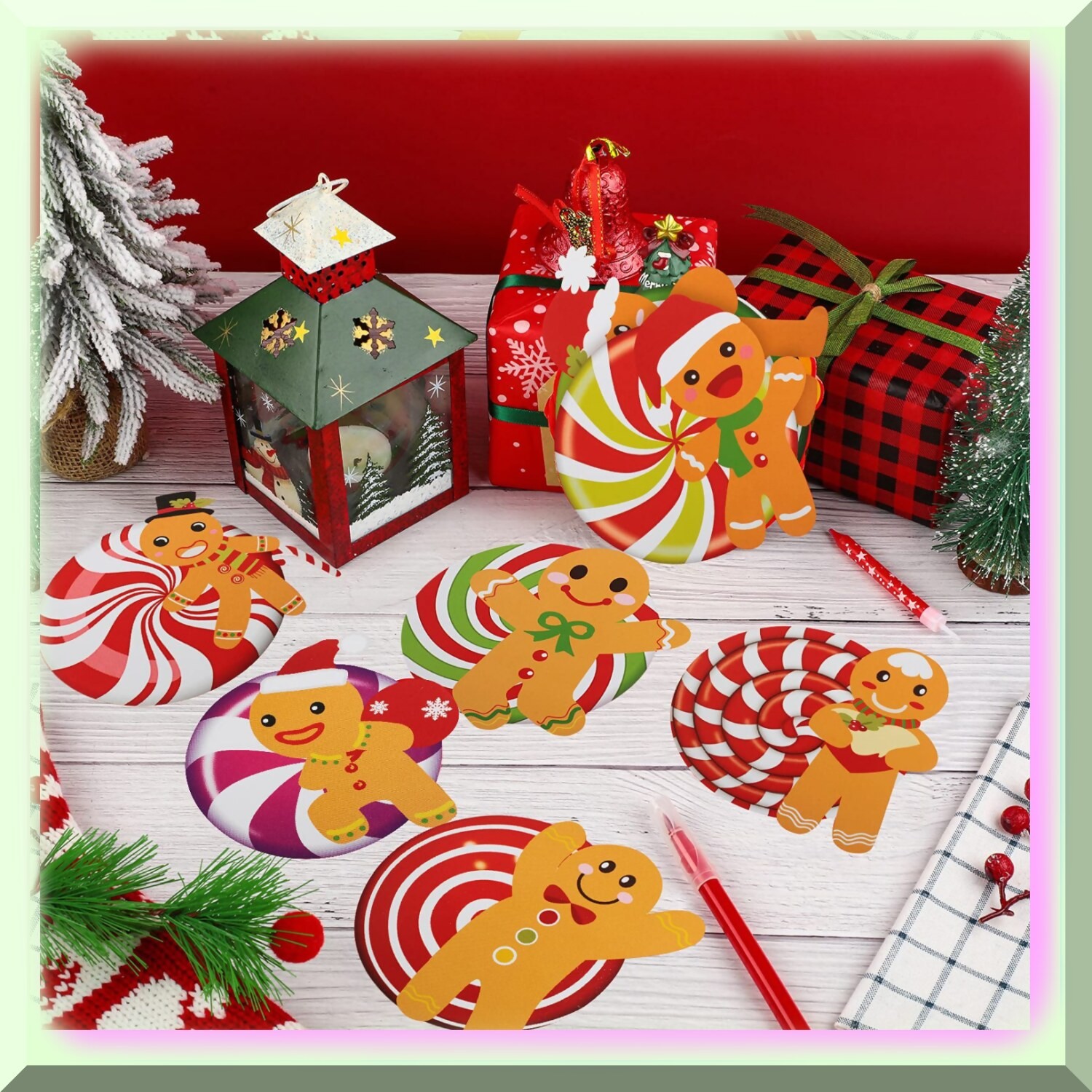 Gingerbread Man Holiday Paper Cutouts Set
