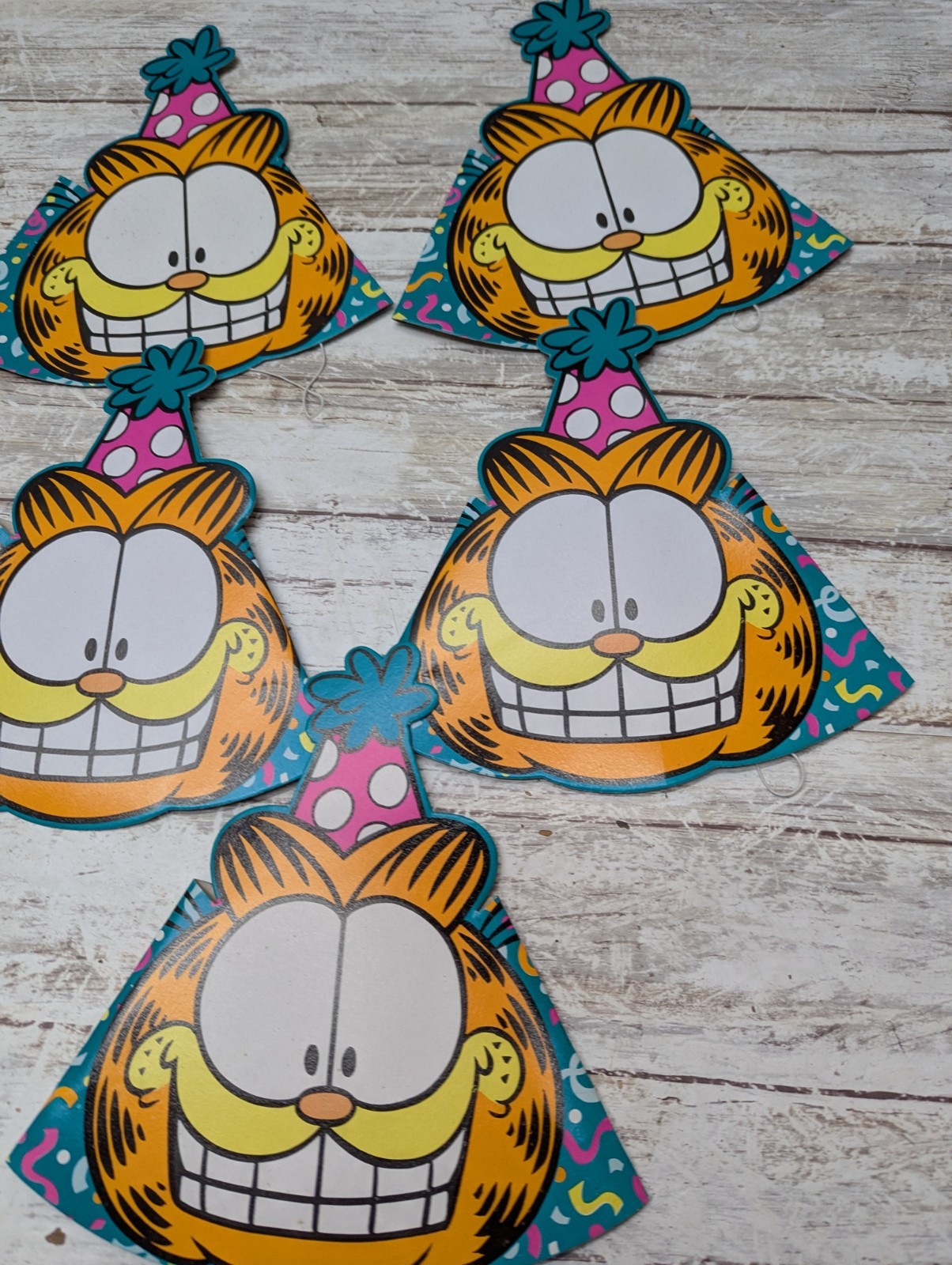 Vintage Garfield Birthday / Party Hats Lot Of 8- 70’s