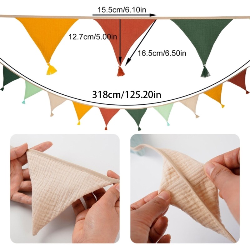 Kids Room Cotton Bunting Garland 2.6m Wall Decors Nursery Party Accessory Flags