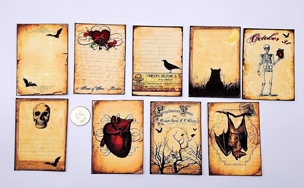 9-Halloween-Gothic-Junk Journal-Planner-Handmade-Linen Cardstock-Cards