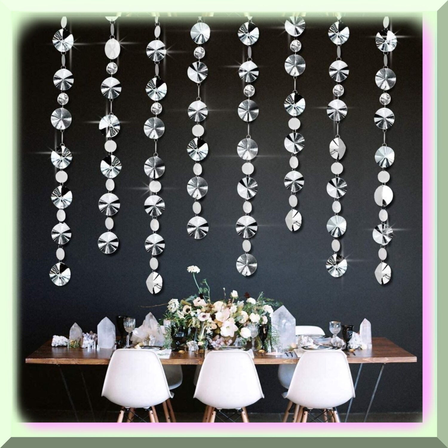 Silver Circle Garland 39ft for Outdoor Party Decorations